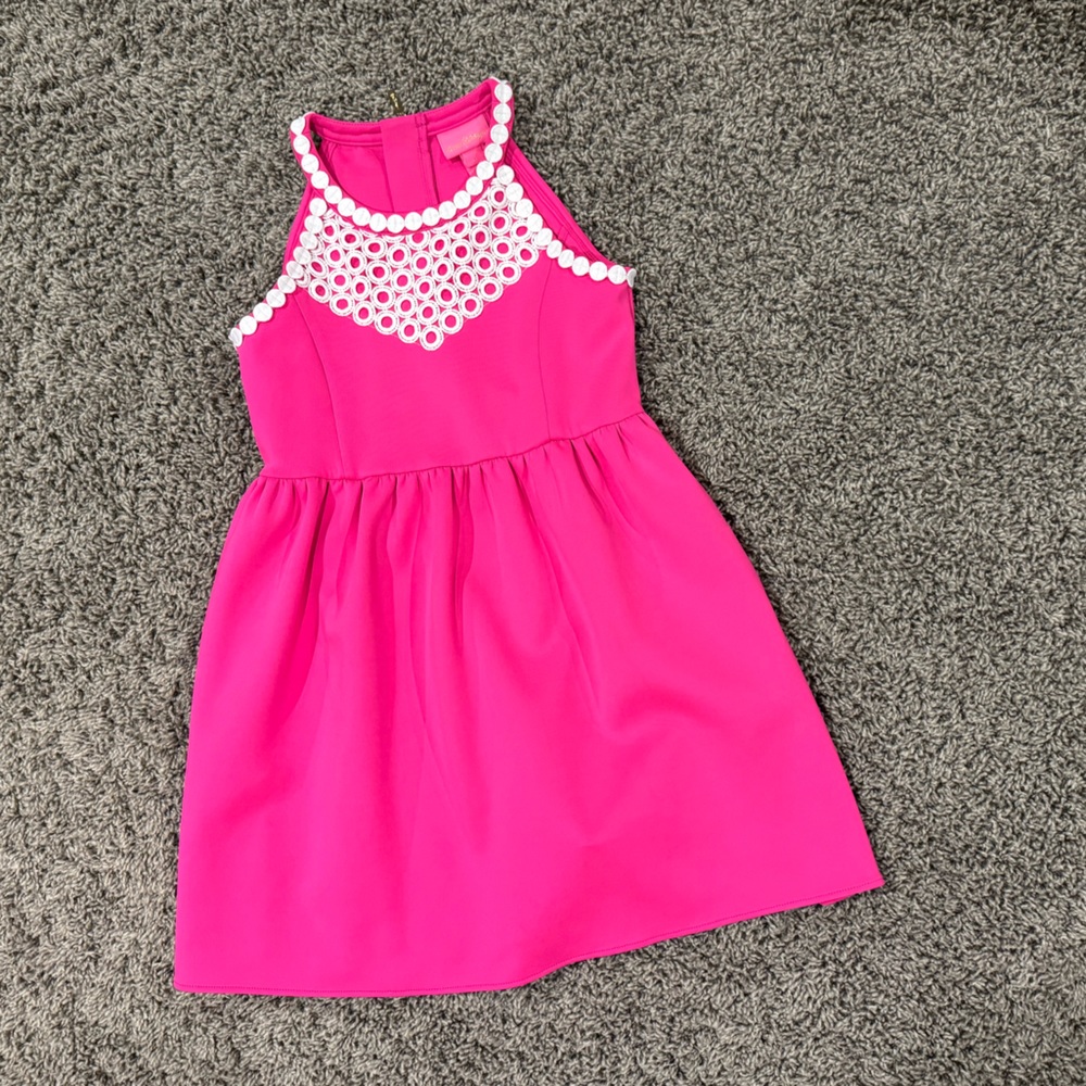 Lilly Pulitzer hot pink and white little girls dress, size 6